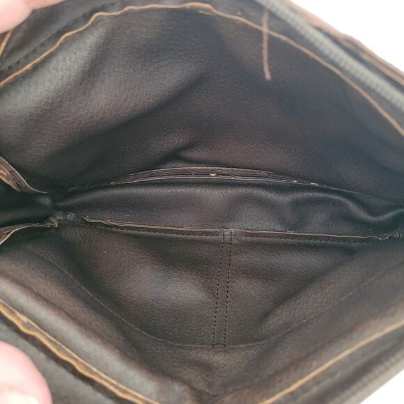 Longchamp Paris Signature Geniue Leather Clutch Brown Pouch Zip Around Bag - Picture 3 of 11